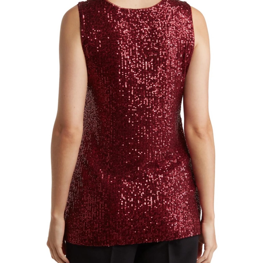 DKNY Burgundy Sequin Sleeveless Top – NWT Size M - Picture 4 of 6